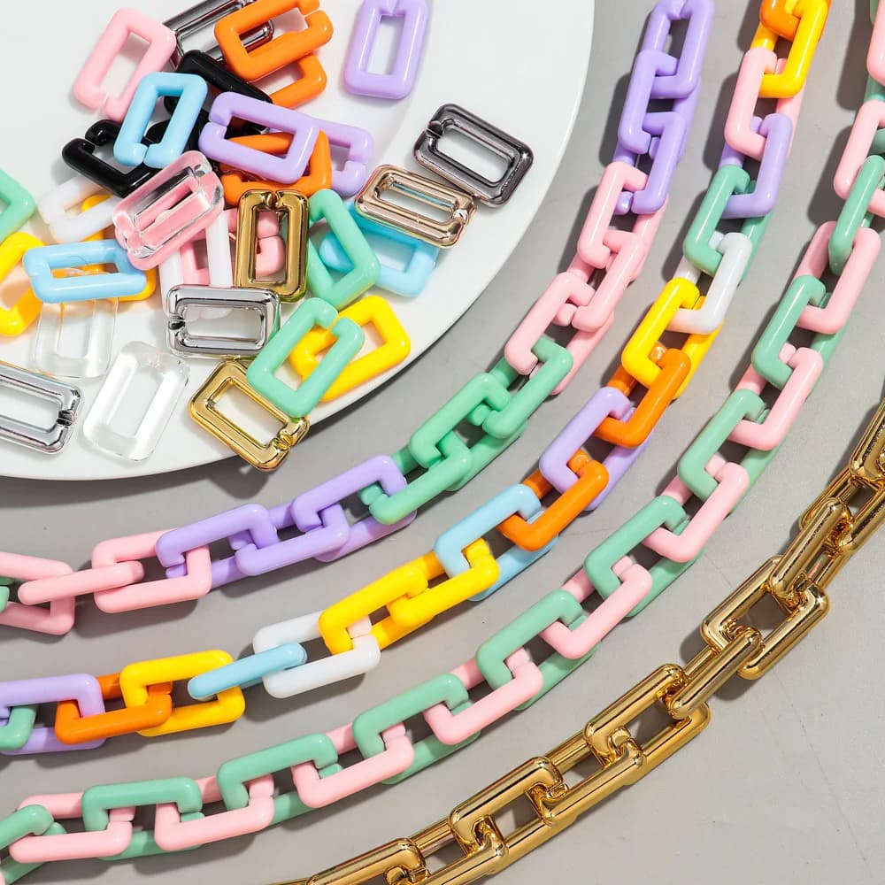 15 pz/borsa 20x30mm Colore Solido Acrilico Quadrato Catena di Collegamenti Perline per la Collana Del Braccialetto Catene Del Telefono Che Fanno Accessori Gioielli FAI DA TE
