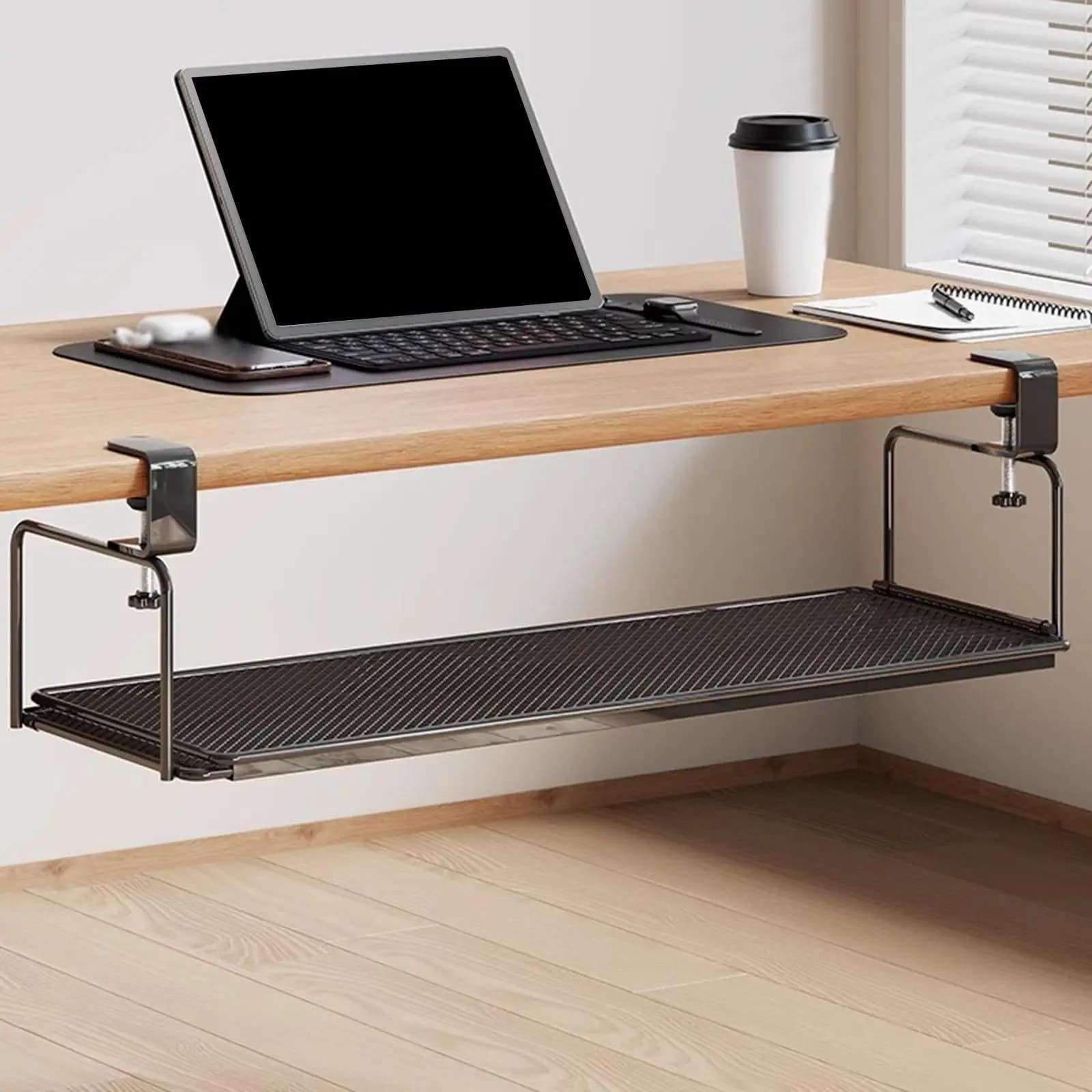Organizzatore da scrivania con porta cavi e presa multipla, facile da installare, per computer, casa, cucina, libri e fazzoletti