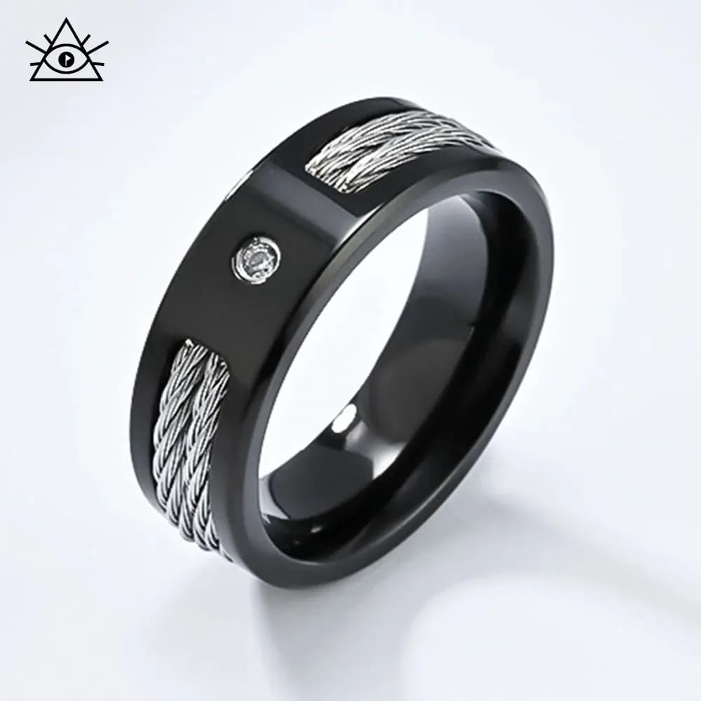 Anello da uomo in acciaio inossidabile con doppio filo metallico intarsiato con nido di lusso leggero personalizzato anelli gioielli a mano