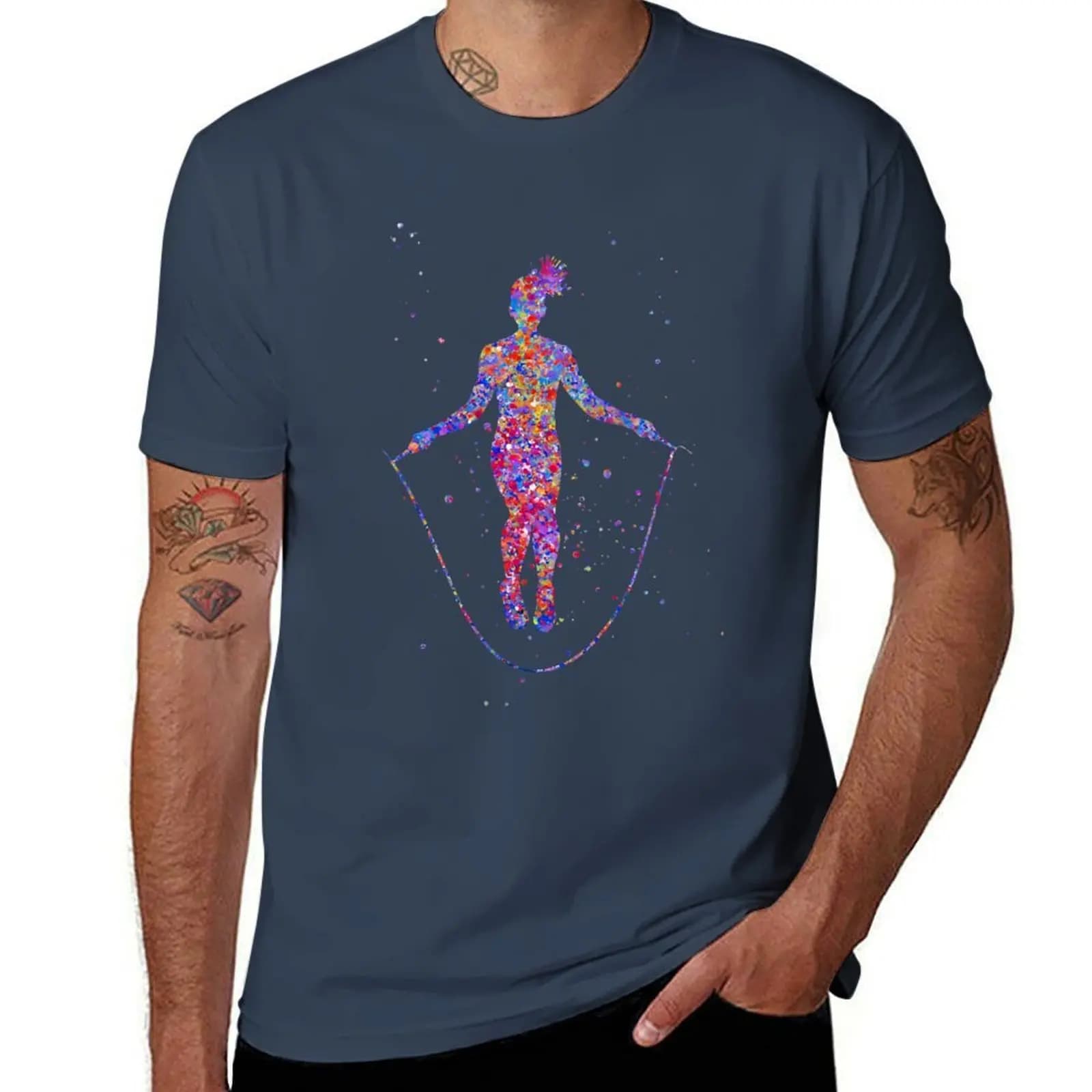 Women's t-shirt with jump rope print, casual, street style, short sleeves