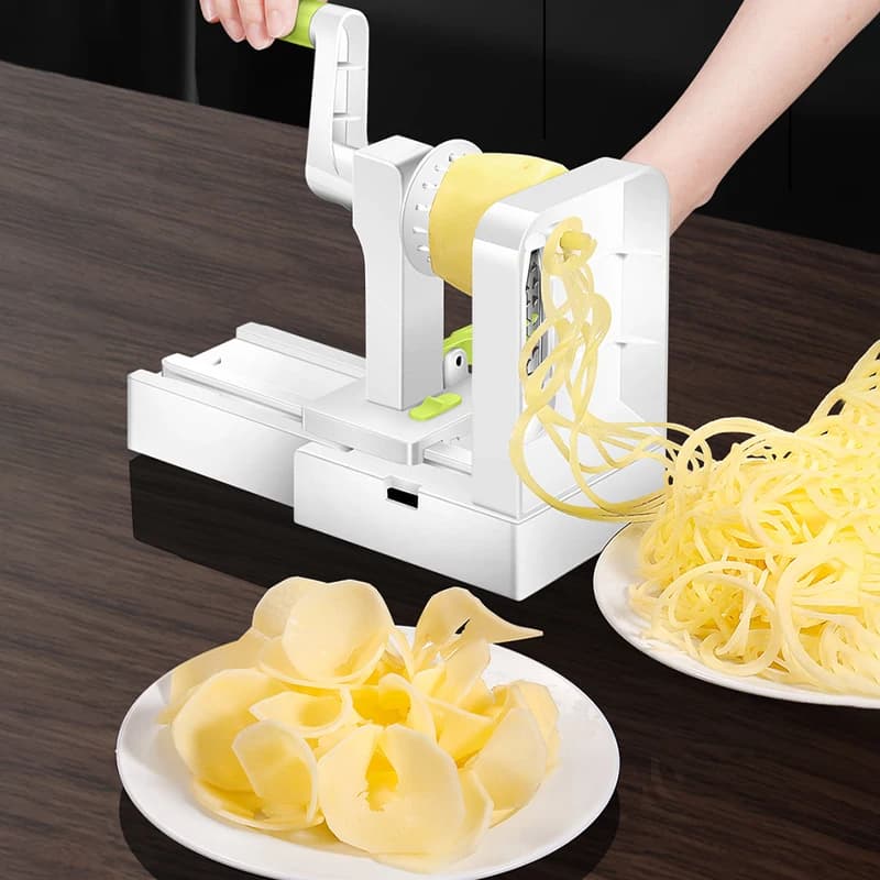 Spiralizzatore di verdure con 5 lame in acciaio inossidabile Il miglior affettatrice a spirale per verdure Fritte ricce Chopper Cutter Pasta Spaghetti Maker