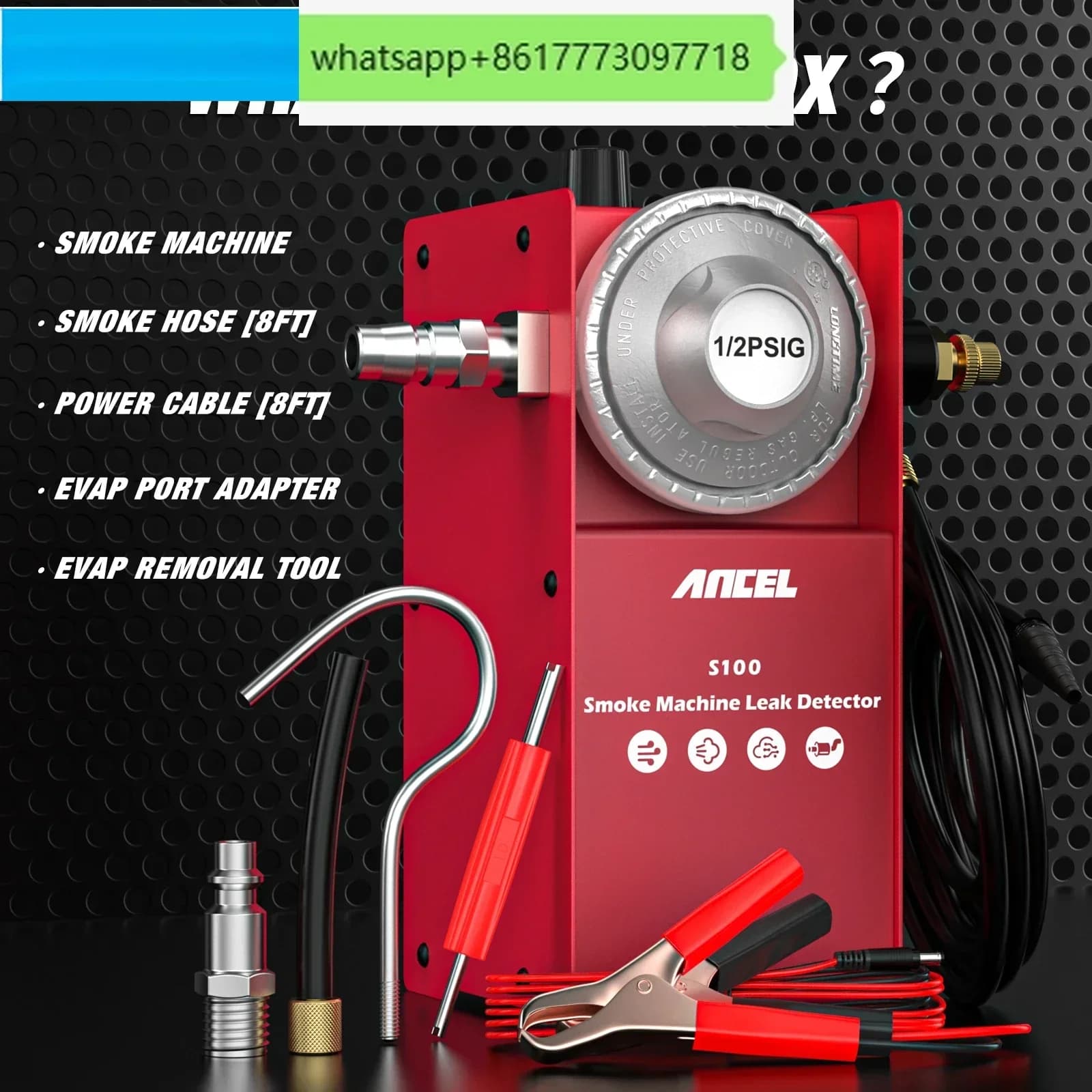 Rilevatore di perdite di fumo automobilistico ANCEL S100, generatore di fumo per tubi EVAP, analizzatore di perdite di gas per autoveicoli