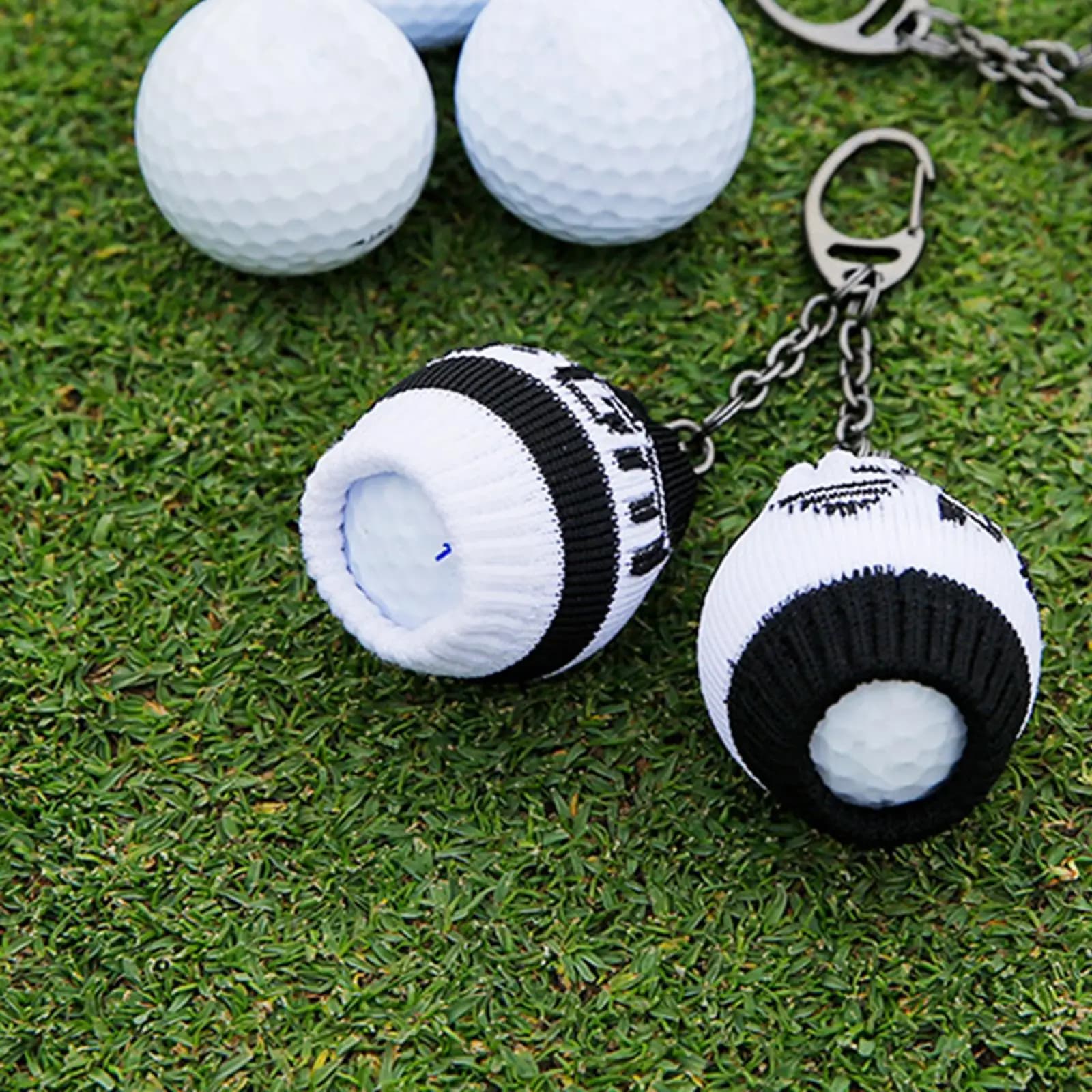 Knitted Golf Ball Sleeve Ball Container Ball Organizer Fashion Portable Stylish Golfers Gift Ball Carrier Keychain Golf Ball Bag