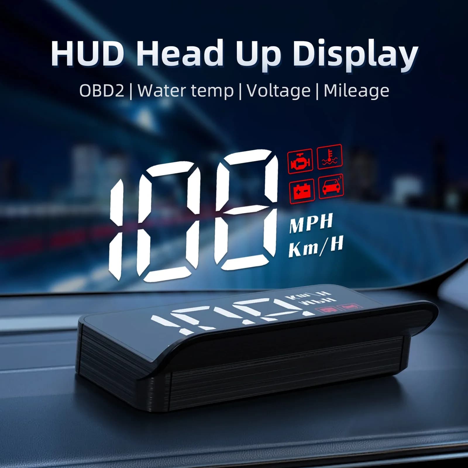 Display Head-Up M3, Proiettore Universale OBD2 HUD per Parabrezza Auto, Accessori Elettronici per Auto con Tachimetro, Voltmetro e Temperatura Acqua