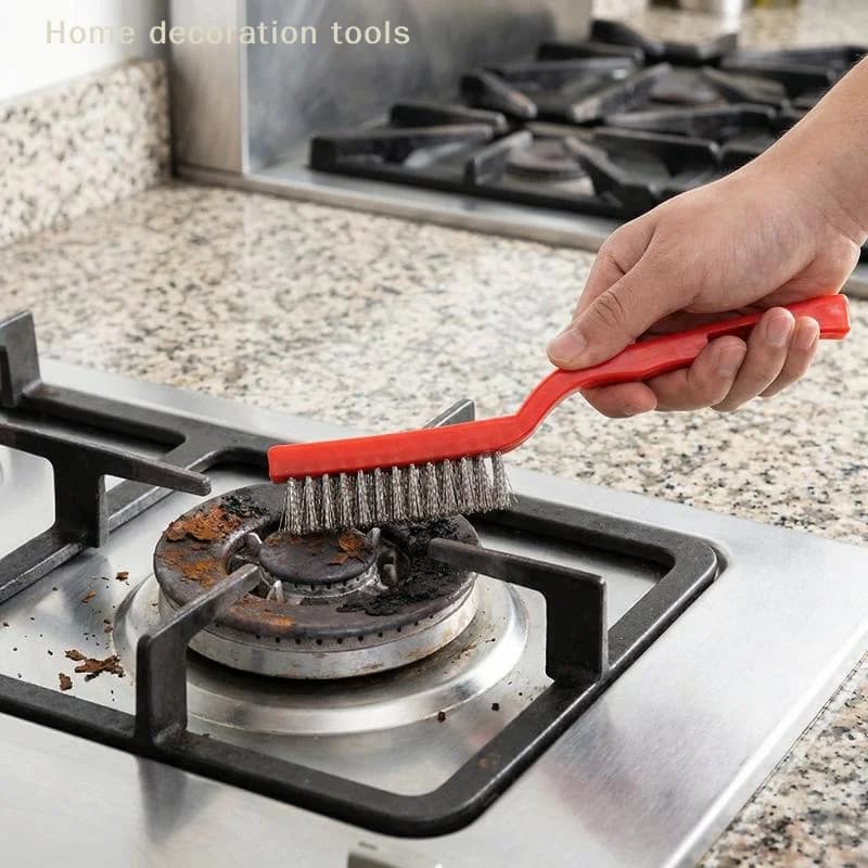 Set di Spazzole per Pulizia Fornelli, Spazzola con Setole in Ottone per Pulizia Profonda di Cucine a Gas e Fessure dei Piani di Cottura