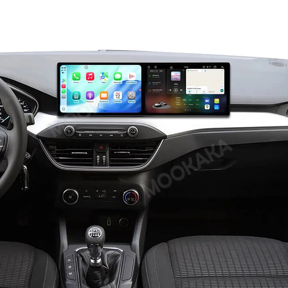 Dual Screen 9.1'' Car Radio For Ford Focus 2019 2020-2022 Android Auto Multimedia Player Navi GPS Carplay Auto WIFI DSP Carplay