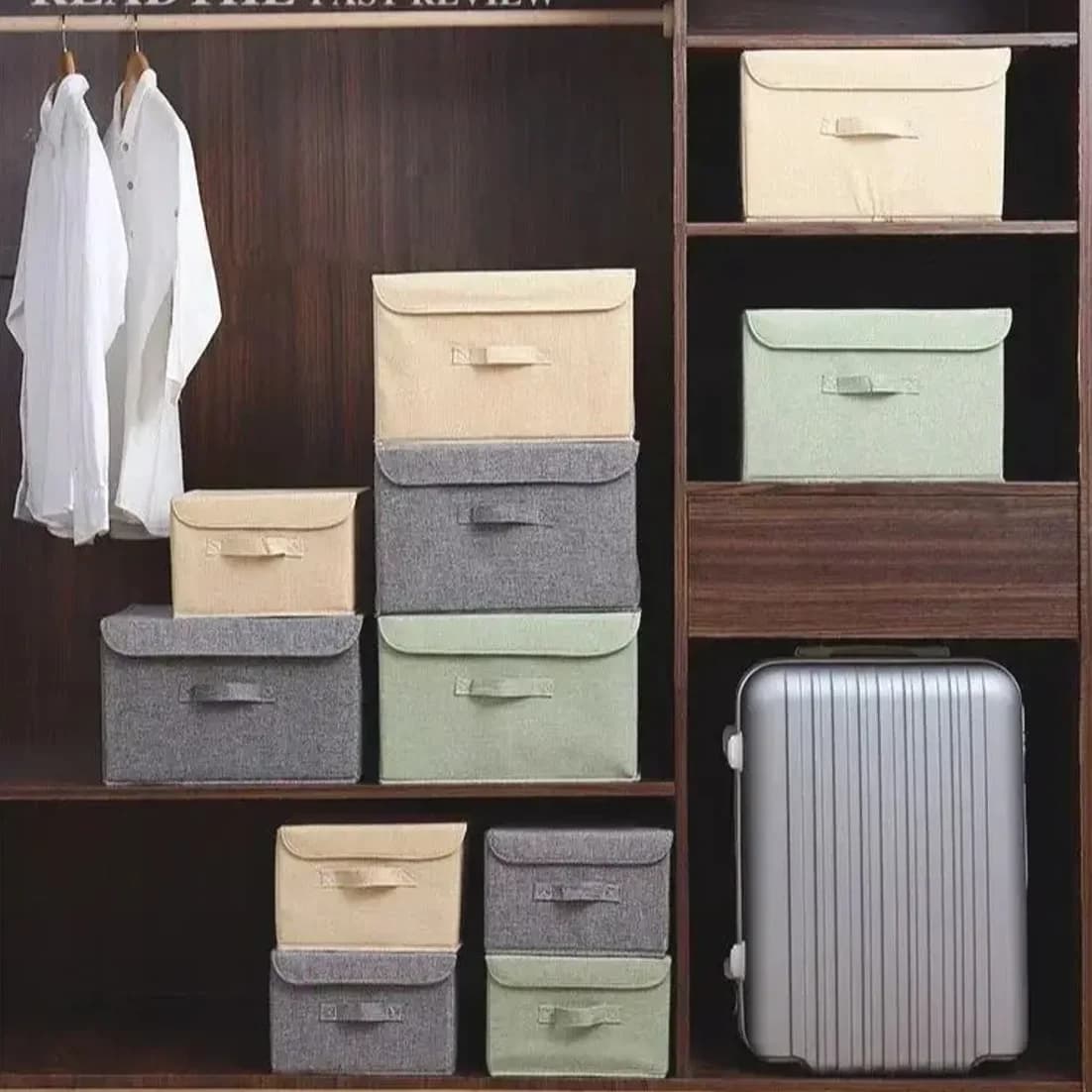 Scatola portaoggetti pieghevole in tessuto non tessuto con coperchi Contenitori portaoggetti pieghevoli per abbigliamento per soggiorno, camera da letto, dormitorio, organizer