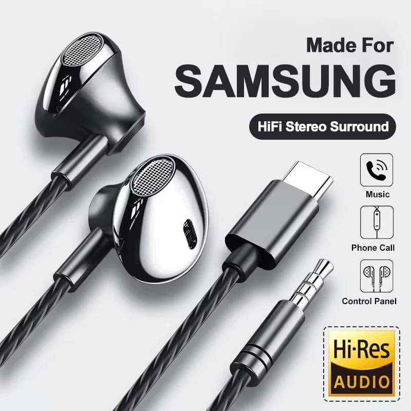 In-Ear Type-C Karaoke Headphones with 3.5mm Jack, Stereo Auditors for Music, Vivavoce Headphones with Microphone