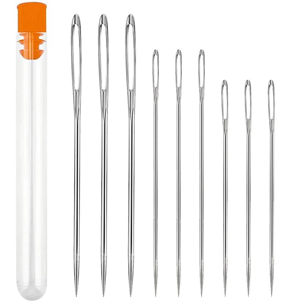 9 pezzi/scatola in acciaio inossidabile ago per occhi grandi punto croce ago per maglieria cucito fatto a mano ricamo in pelle accessori per cucire