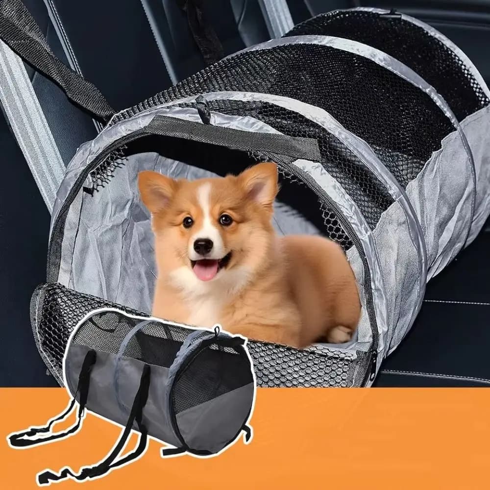 Borsa per auto pieghevole per animali domestici con cintura di sicurezza Traspirante per seggiolino auto per cani Tenda da picnic per seggiolino posteriore per auto cilindrico resistente all'usura