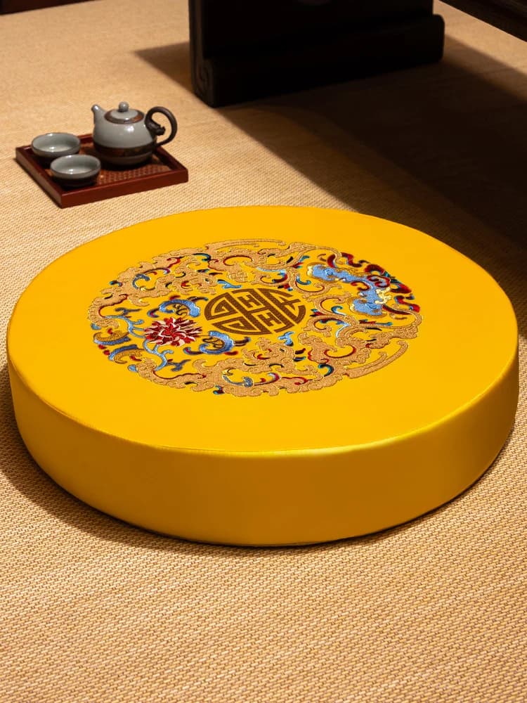 Chinese Style Zazen Meditation Floor Cushion Home Use Tatami Mat Buddhist Worship Kneeling Pad round Shape Removable Cover