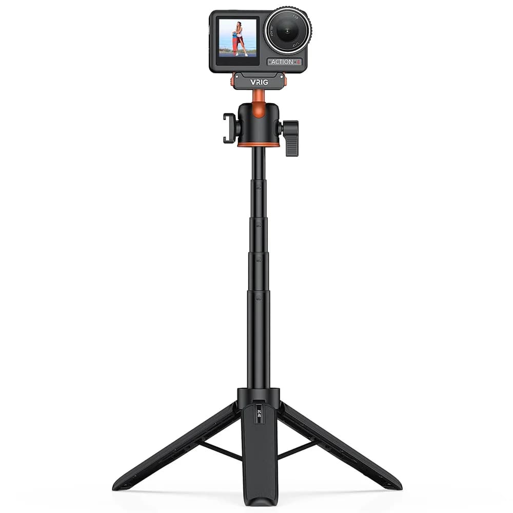 VRIG Asta Magnetica per Selfie con Treppiede per DJI Action 5/4/3 Pro, Asta di Prolunga Mini 360° ° Treppiede per fotocamera con adattatore per DJI OSMO 360