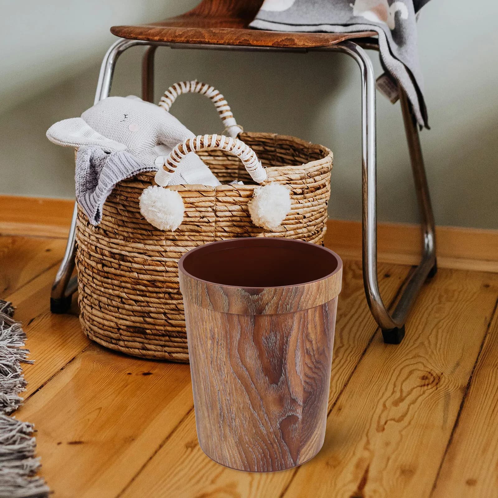 Modern Rectangular Plastic Waste Basket Without Lid for Home Office Bedroom Living Room Bathroom Decorative Trash Bin Household