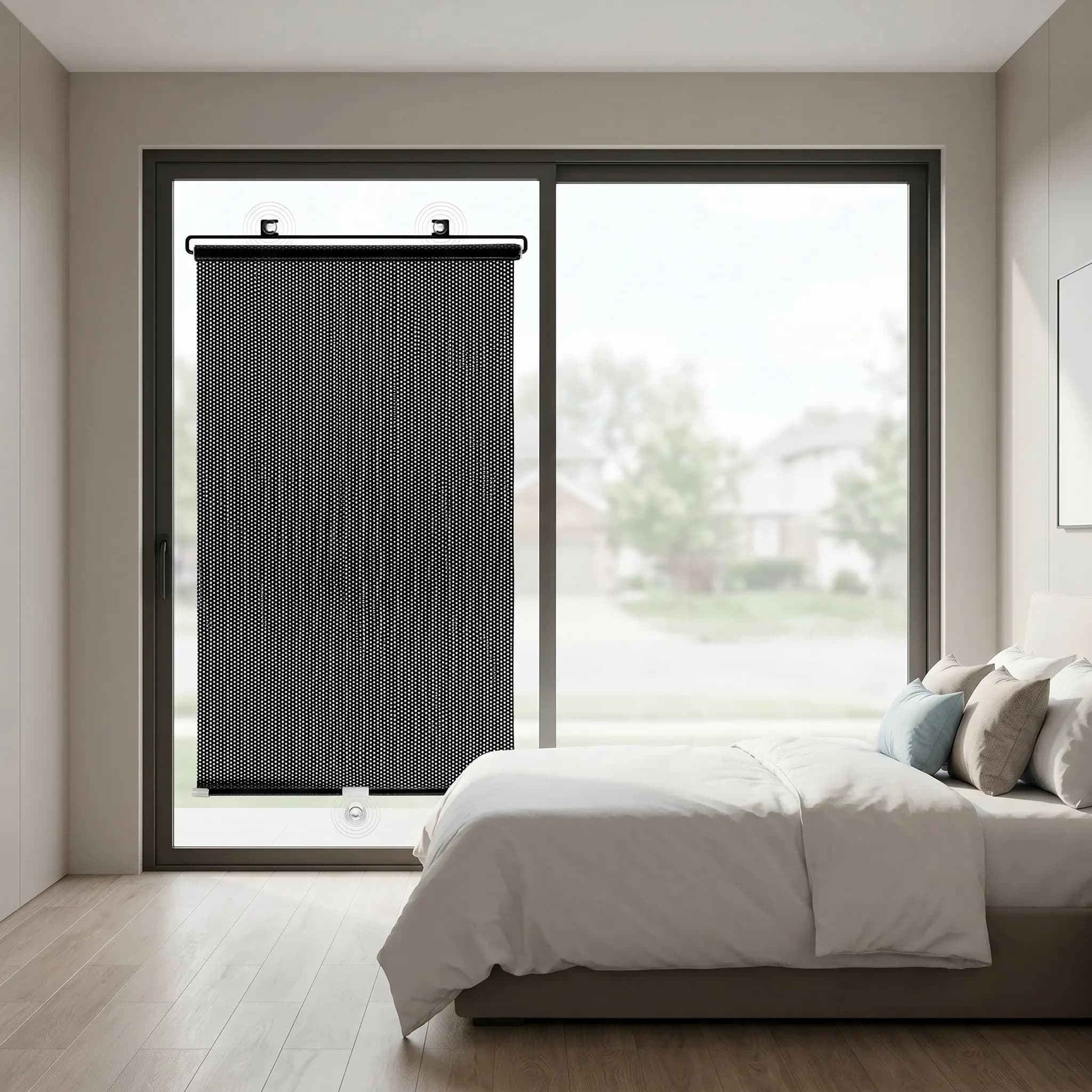 Tenda Parasole per Balcone con Ventose, Oscurante Temporaneo, Portatile, Leggero, Lavabile in Lavatrice per Porte e Finestre