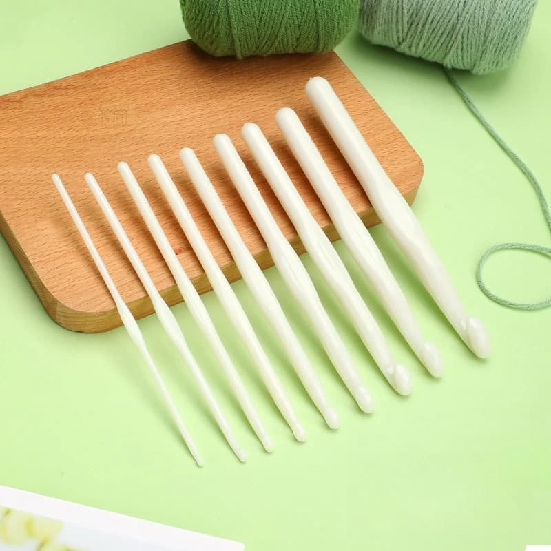 3.0-12mm Uncinetti in plastica bianca Set ferri da maglia Maniglia per la casa Tessuto filato Mestiere Artigianato fai da te Strumenti per maglieria per la casa