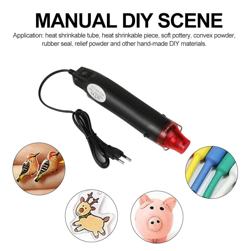 Pistola Termica Elettrica Mini da 300W con 300 Pezzi di Guaina Termoretraibile per Fai-da-Te, Artigianato, Goffratura, Imballaggio Termoretraibile in PVC