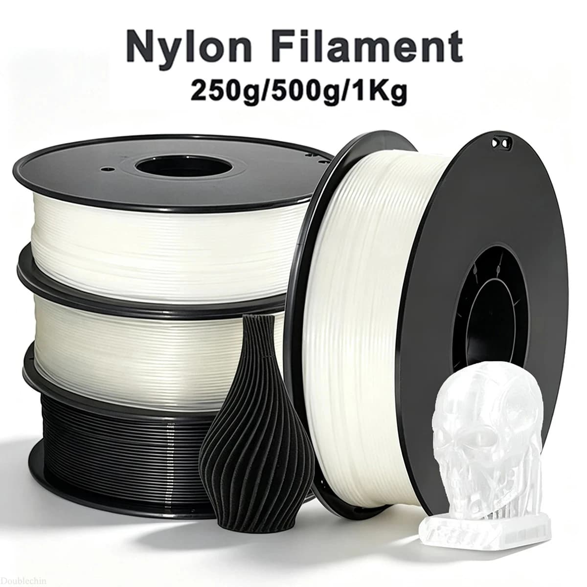 1.75mm 3D Printer Nylon Filament 250g 500g 1Kg High Tensile Strength Nylon White Filament Good Flexibility 3D Printing Material