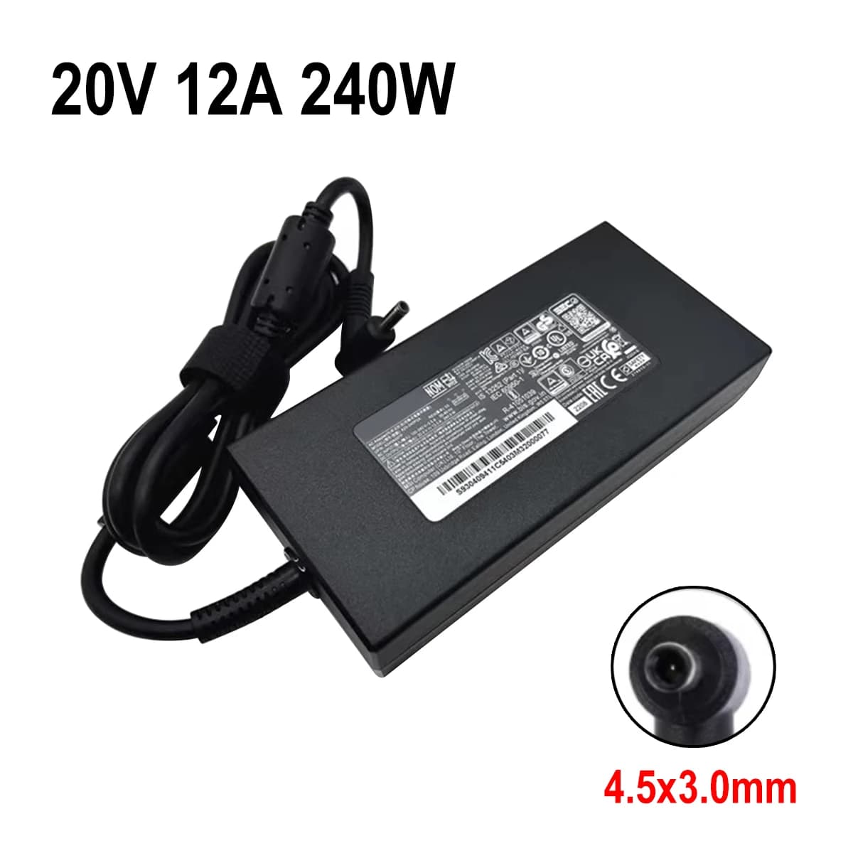 240W 20V 12A Laptop Power Adapter Charger For MSI Delta 15 15 A5EFK 15001 GS66 GF66 GF76 GL66 GL76 12U Sword 15 Crosshair 17 15