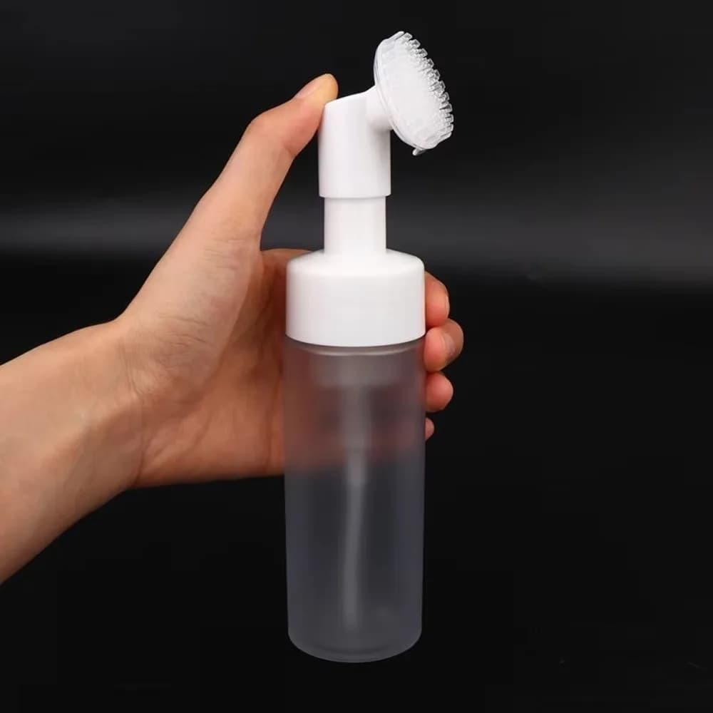 PET Soap Foaming Bottle Portable Silicone Brush Foam Dispenser Bottle Transparent Refillable Facial Cleanser Bottle