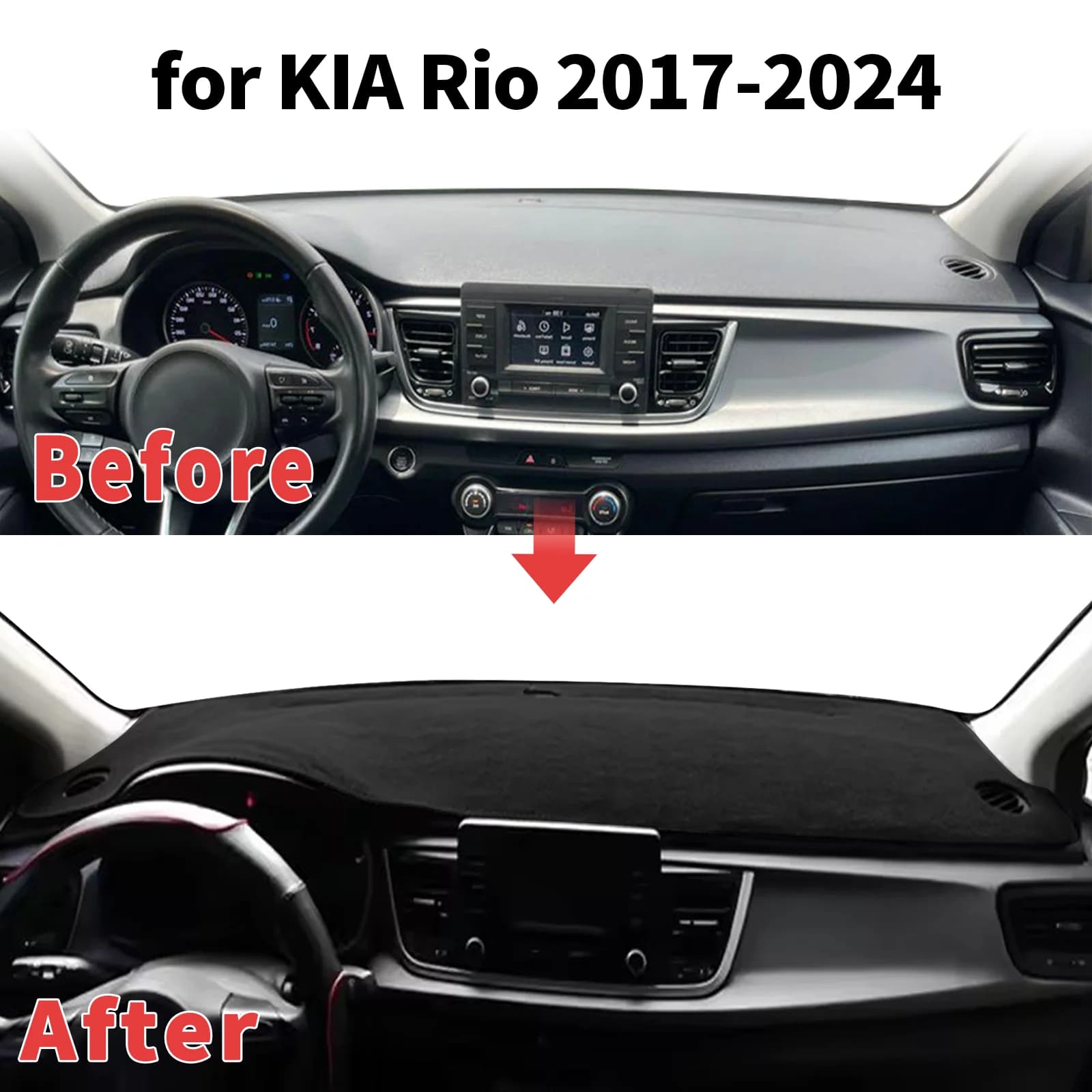 for KIA Rio YB 2017 2018-2024 Dashboard Cover Sun Shade Protector Dashmat Anti-Glare UV Block Carpet Mat Automotive Dash Mat