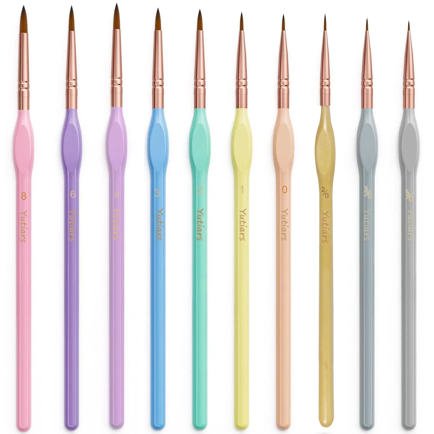 10pcs Miniature Paint Brushes, Detail Tip Paint Brushes Set With Ergonomic Handle - Suitable For Acrylic Painting, Oil, Wat