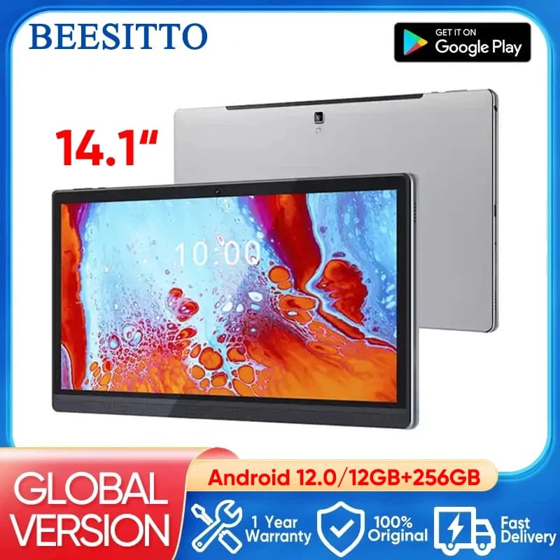 New 14.1 Inch Android Tablet Flagship 12.0 Phone call 12 + 256GB 1920*1080 IPS Children Pad 2 in 1 Tablet Laptop Play Store Pianist