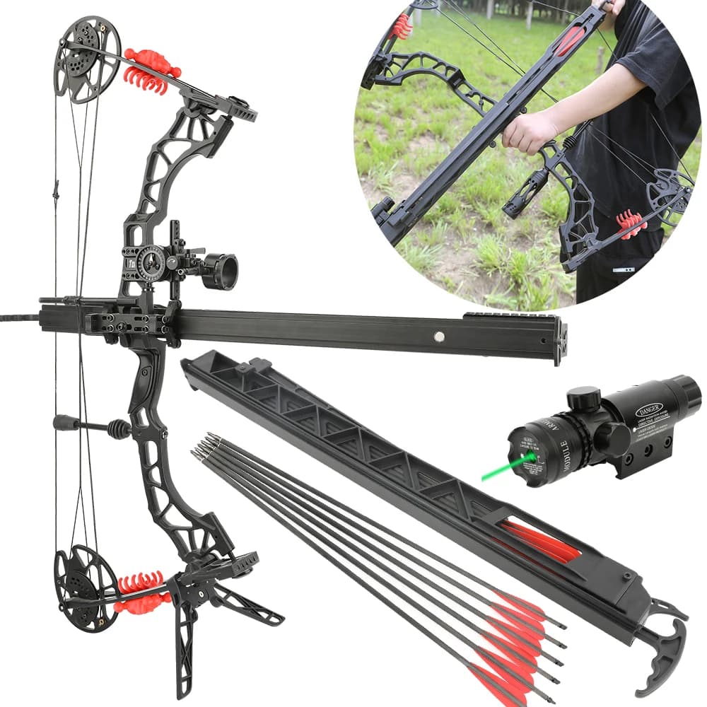 Lanciatore per Arco Compound con Mirino e Ottica, Lancio di Frecce in Carbonio Puro, Sistema Orbitale per Caccia e Tiro con l'Arco
