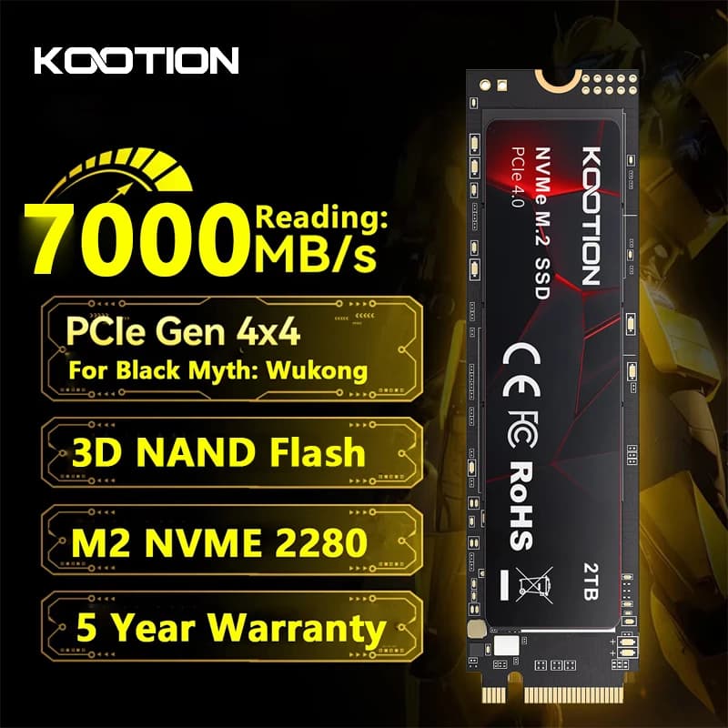 KOOTION SSD Nvme M2 1TB 2TB 4TB Gen4 NMVE Unità a stato solido PCIE 4.0X4 2280 Disco rigido interno M.2 SSD per PS5 Laptop Desktop