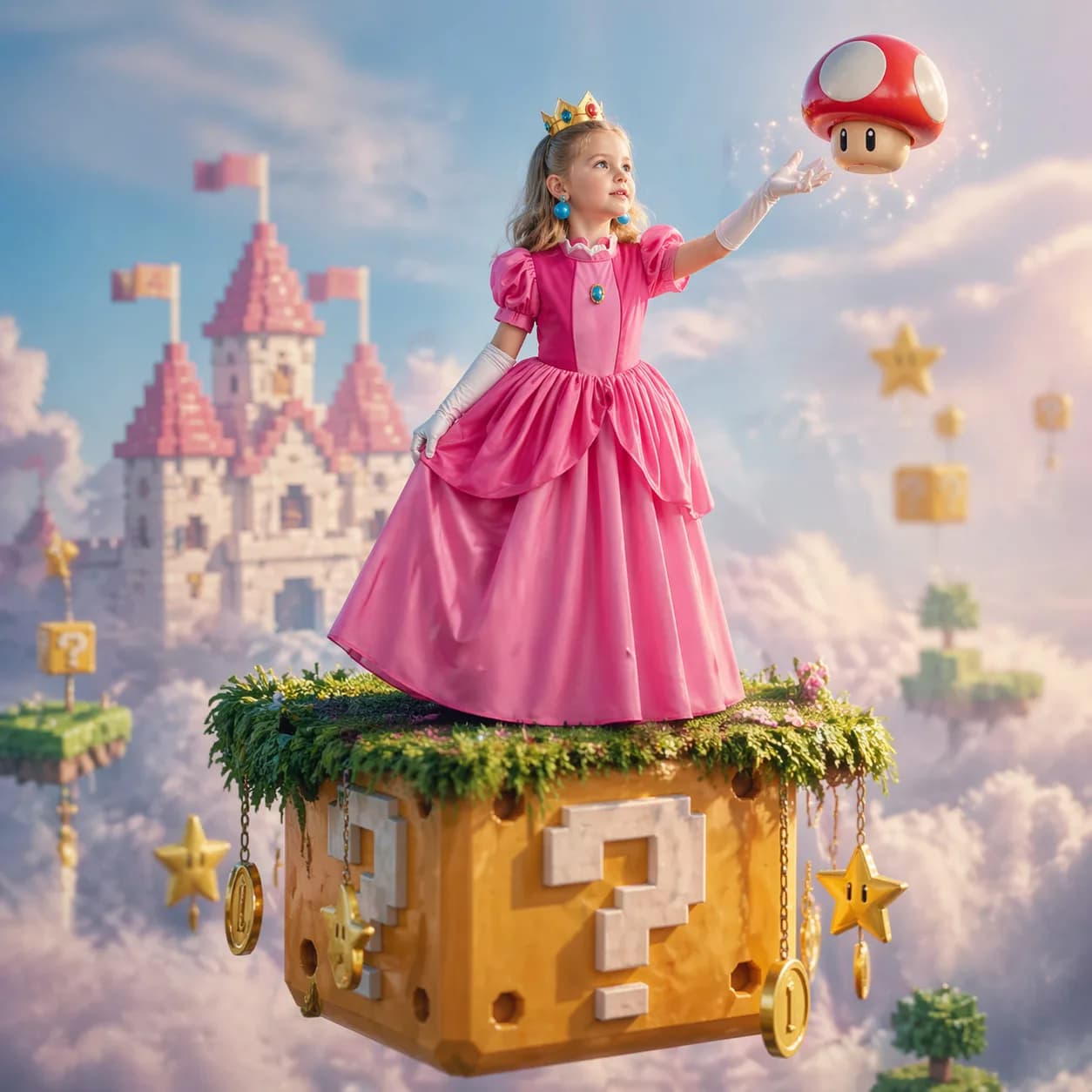 Set di costumi in stile principessa Peach per bambine, compleanno, carnevale, feste, giochi di ruolo, abiti per bambini da 2 a 8 anni, regali di compleanno