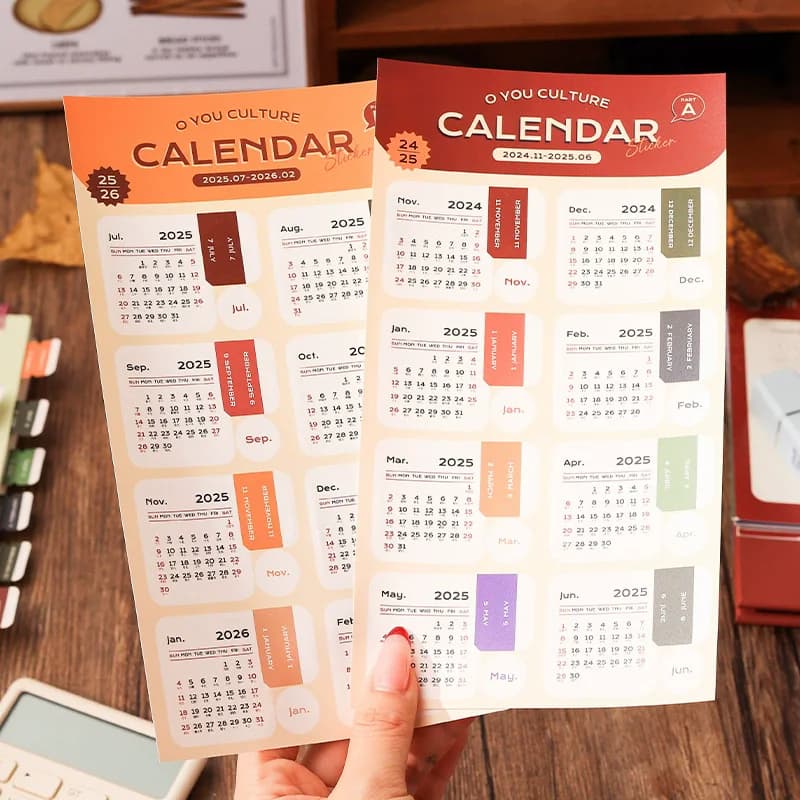 2026 Calendario Adesivi Notebook vintage Agenda Planner Indice Adesivi Annuale mensile Lista delle cose da fare Segnalibri Cancelleria coreana