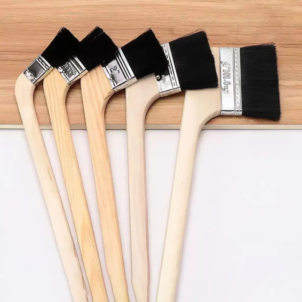 Universal Rubber Brush with Long Handle for Cleaning, Wood Handle Cleaning Tool, Wall Painting Brush