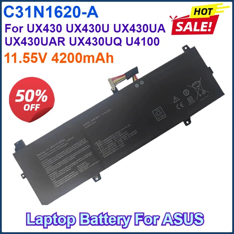 Batteria del computer portatile 4200mAh C31N1620-A per Asus Zenbook UX430 UX430U UX430UA UX430UAR UX430UN UX430UNR UX430UQ U4100 U4100UN U4100UQ