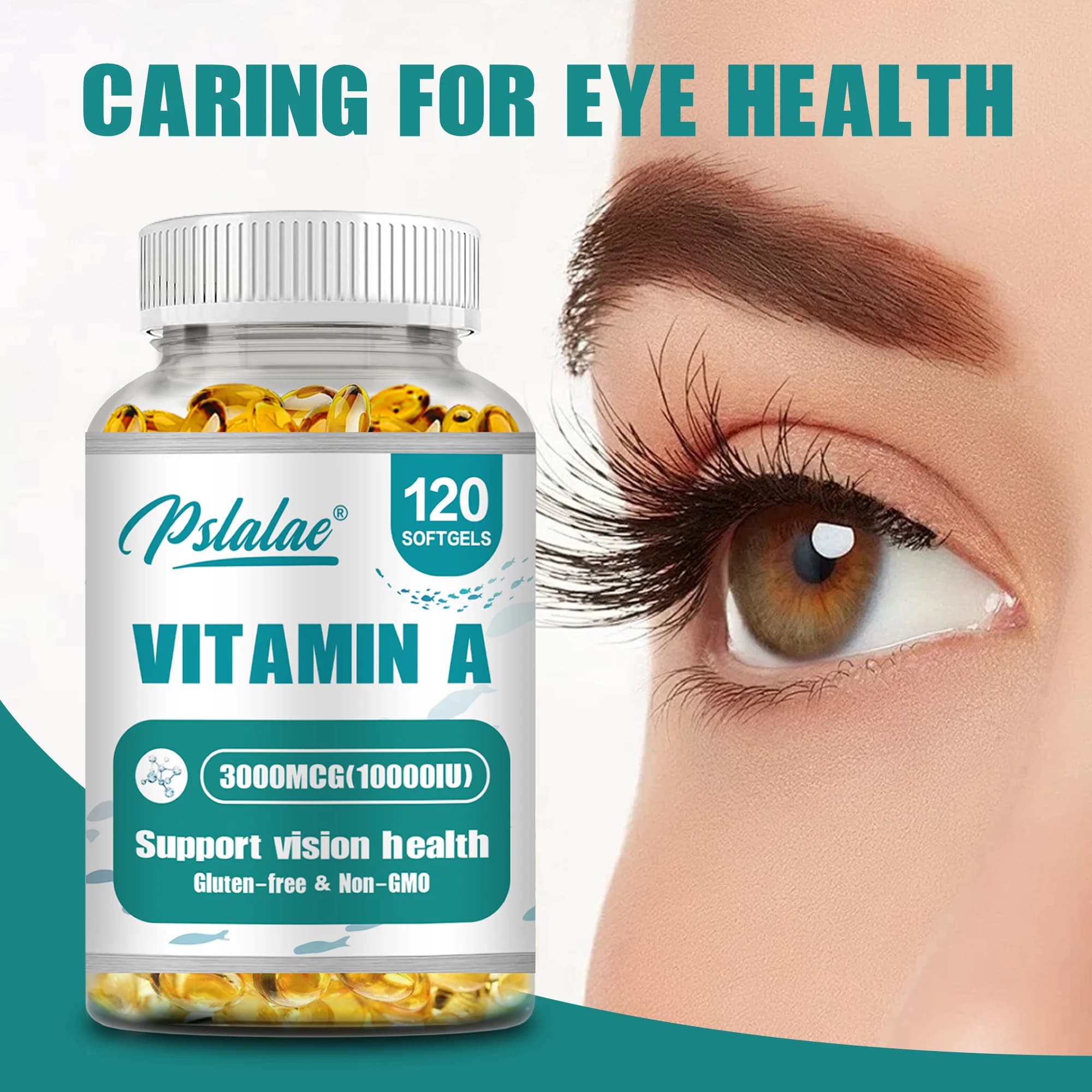 Vitamin A - Supports sight and cell health, increases immunity, illuminates skin, antioxidant activity supplement - 120 capsules