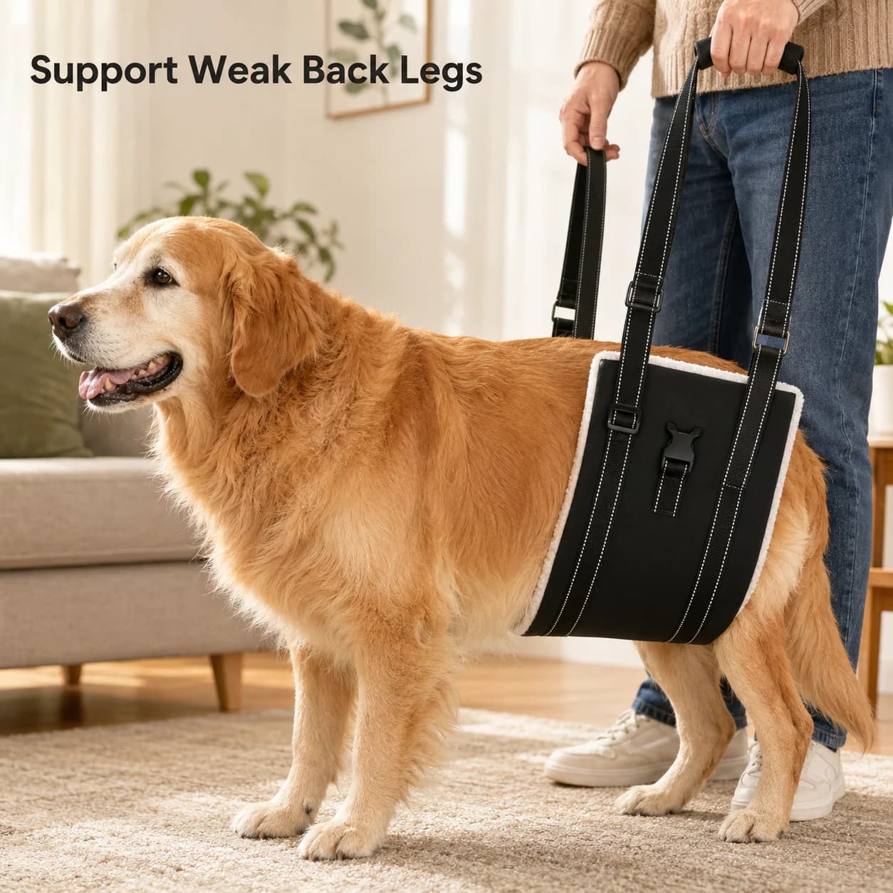 Dog Lift Harness for Weak Back Legs, Adjustable Soft Rear Support Sling for Senior Large Dogs, Standing Walking Mobility Aid