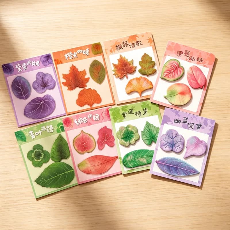 60 Sheets/pack Maple Leaf Memo Pads Cute Simulation Leaves Sticky Notes for Students Office Fresh Stationery Combination