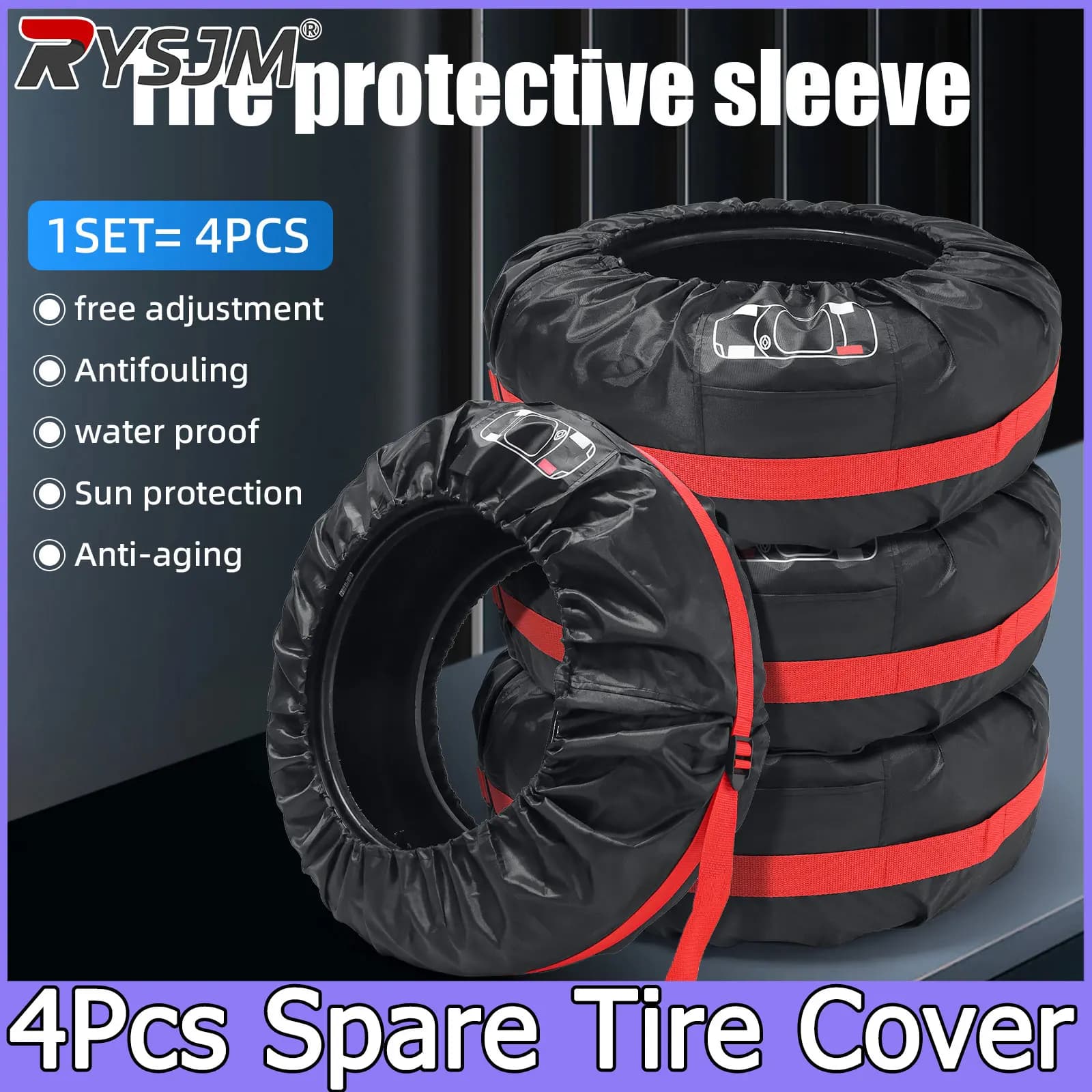4PCS Car Spare Tire Cover Polyester Car Auto Wheel Tire Cover Protector Vehicle Tyre Wheel Covers Accessories Dustproof
