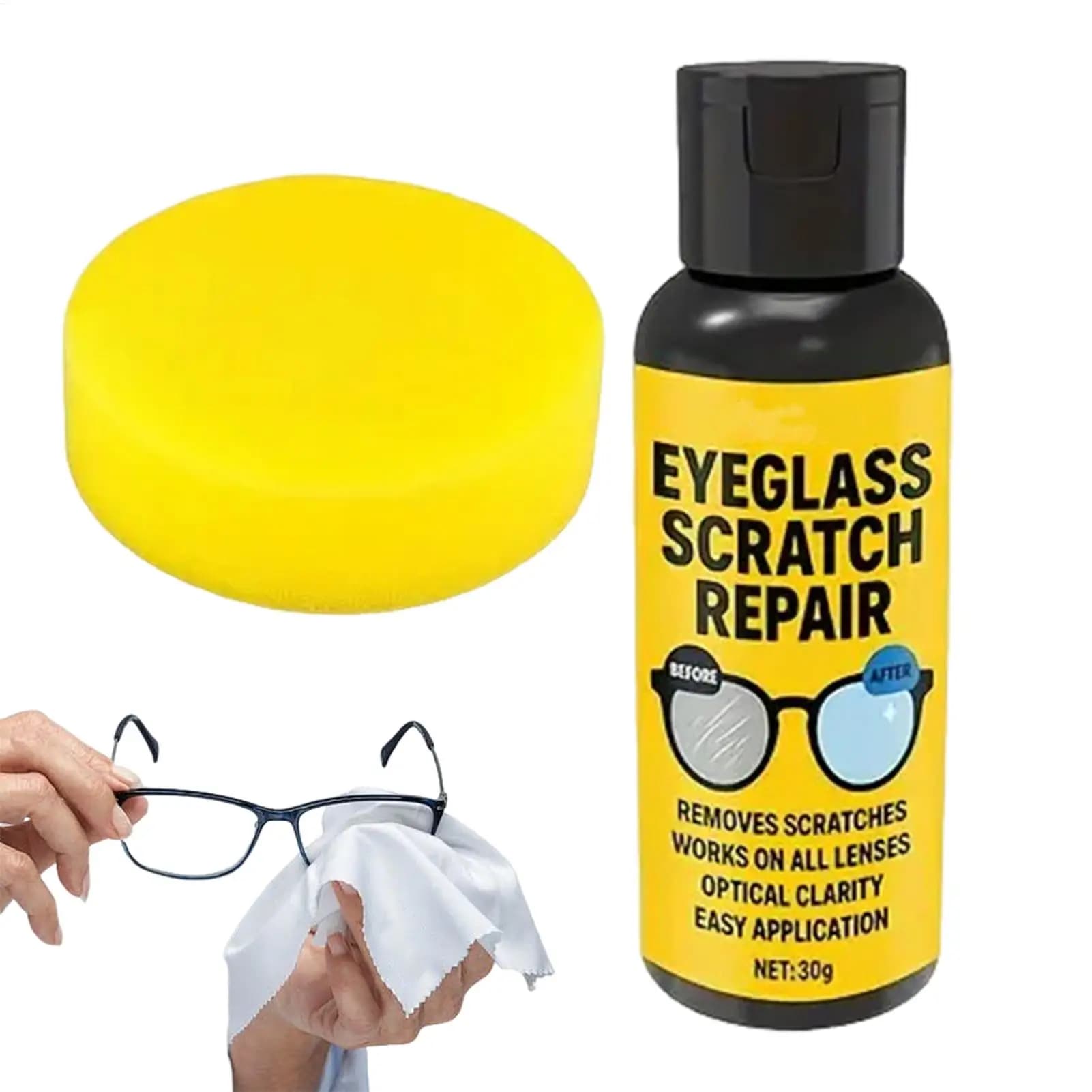 30g Glass Scratch Remover Anti Fog Sunglasses Cleaner Glasses Polishing Scratch Remover for Camera Mirror Windshield Window