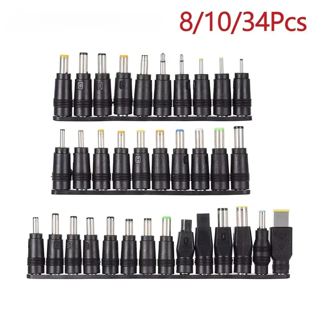 34PCS Universal 5.5x2.1mm DC AC Power Adapter Tips Connector Kit for Thinkpad Laptop Power Supply Plug Jack set 8/10 pcs