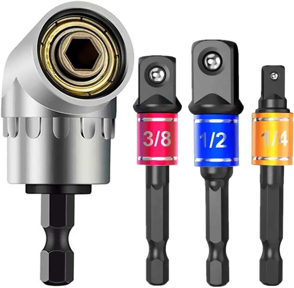 105 Degree Angle Impact Grade Adapter Electric Manual Tool Set of Driver Extensions Support for Screwdrivers Drill nut attachment