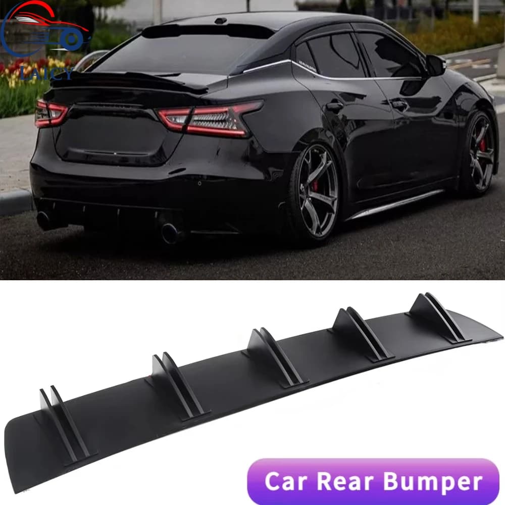 LAICY For Nissan Maxima Car Rear Diffuser Shark Fins Bumper Splitter Chin Spoiler Lip Black Shunt Rear Bumper Lip