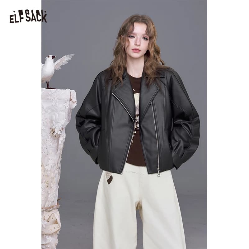 ELFSACK 2025 Nuovi arrivi invernali Giacca in maglia da donna con cappuccio e zip frontale in colore a contrasto