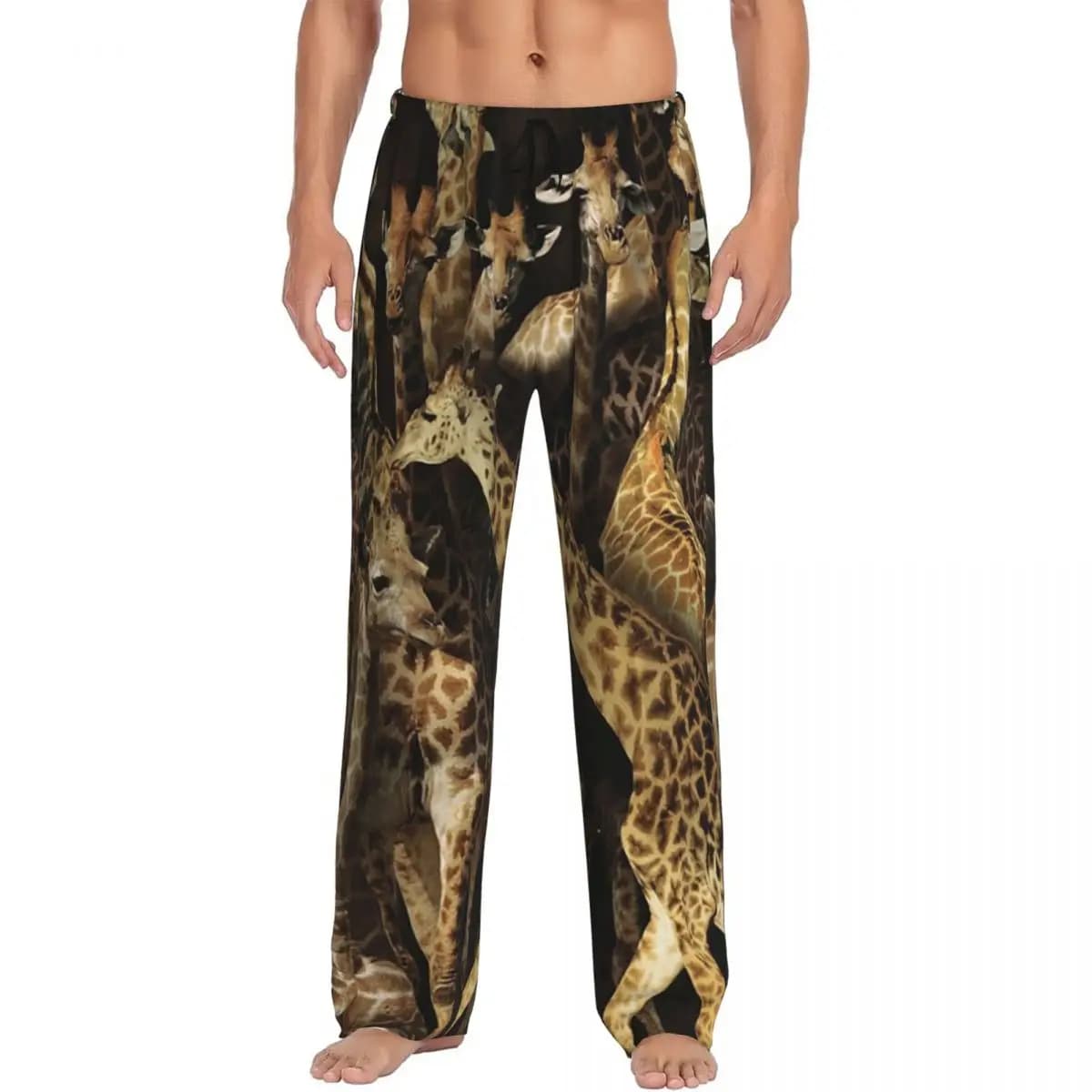 Custom Giraffe Pajama Pants Men Sleepwear Sleep Lounge Bottoms with Pockets