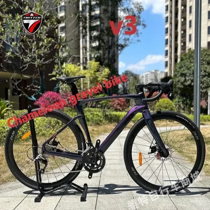 Bicicletta TWITTER GRAVEL V3 105/R7120-24S, bici da strada in fibra di carbonio T900 per fuoristrada, ruote 700*40C, freni a disco idraulici.