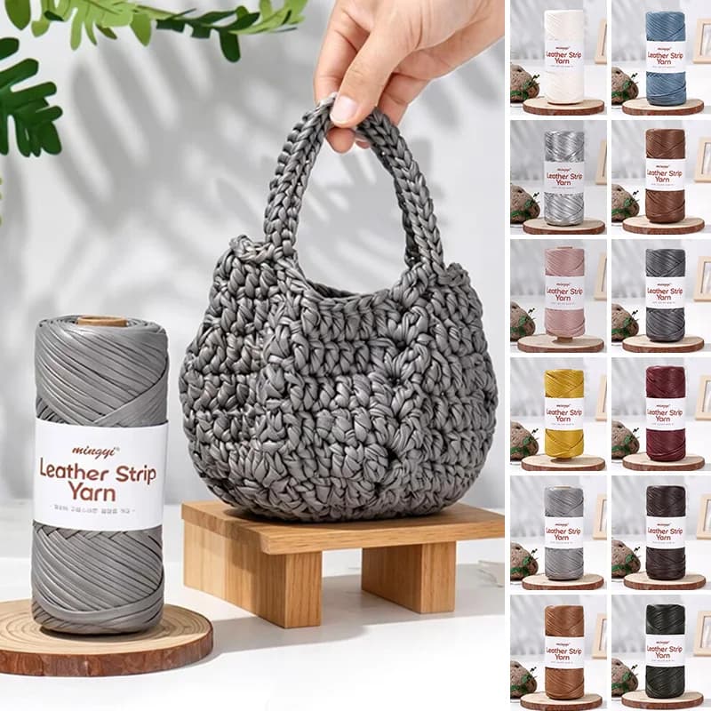 19 Colors Matte Nappa Leather Texture Yarn 150g/Roll Around Handmade Crochet Thread for DIY Bag Purse Thick Hook Yarn for Crafts