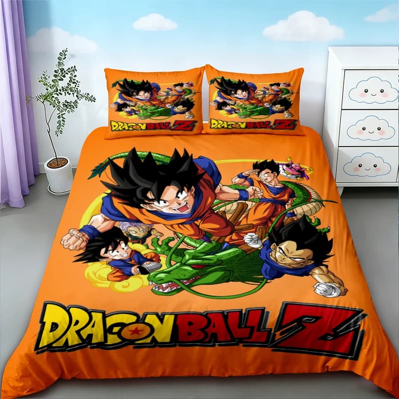 Set Copripiumino Cartone Animato per Ragazzi Dragon Ball Goku, Misura Queen/King per Camera da Letto, Casa, Dormitorio, Decorazione, Regali di Compleanno