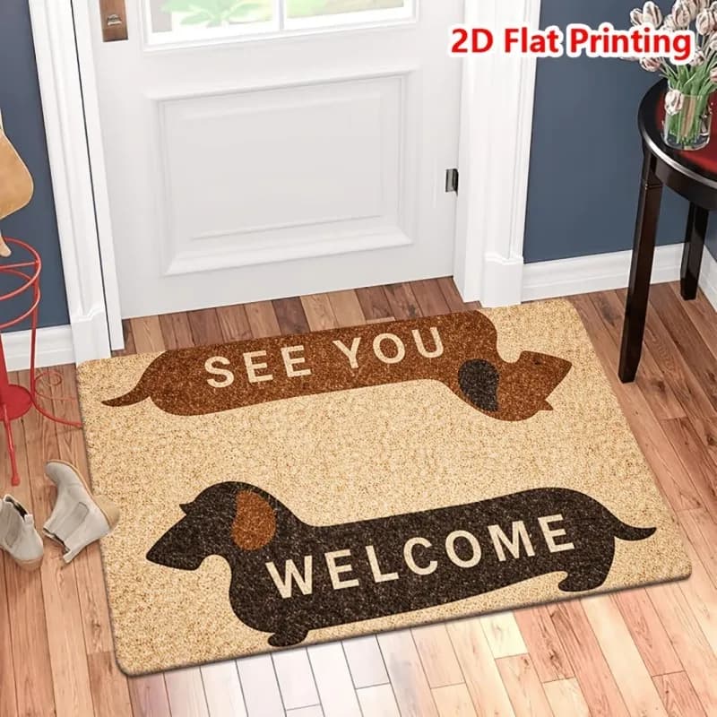 Funny Dachshund Welcome Doormat See You Sausage Dog Floor Rug Indoor Outdoor Entrance Carpet for Living Room Pet Lover Gift