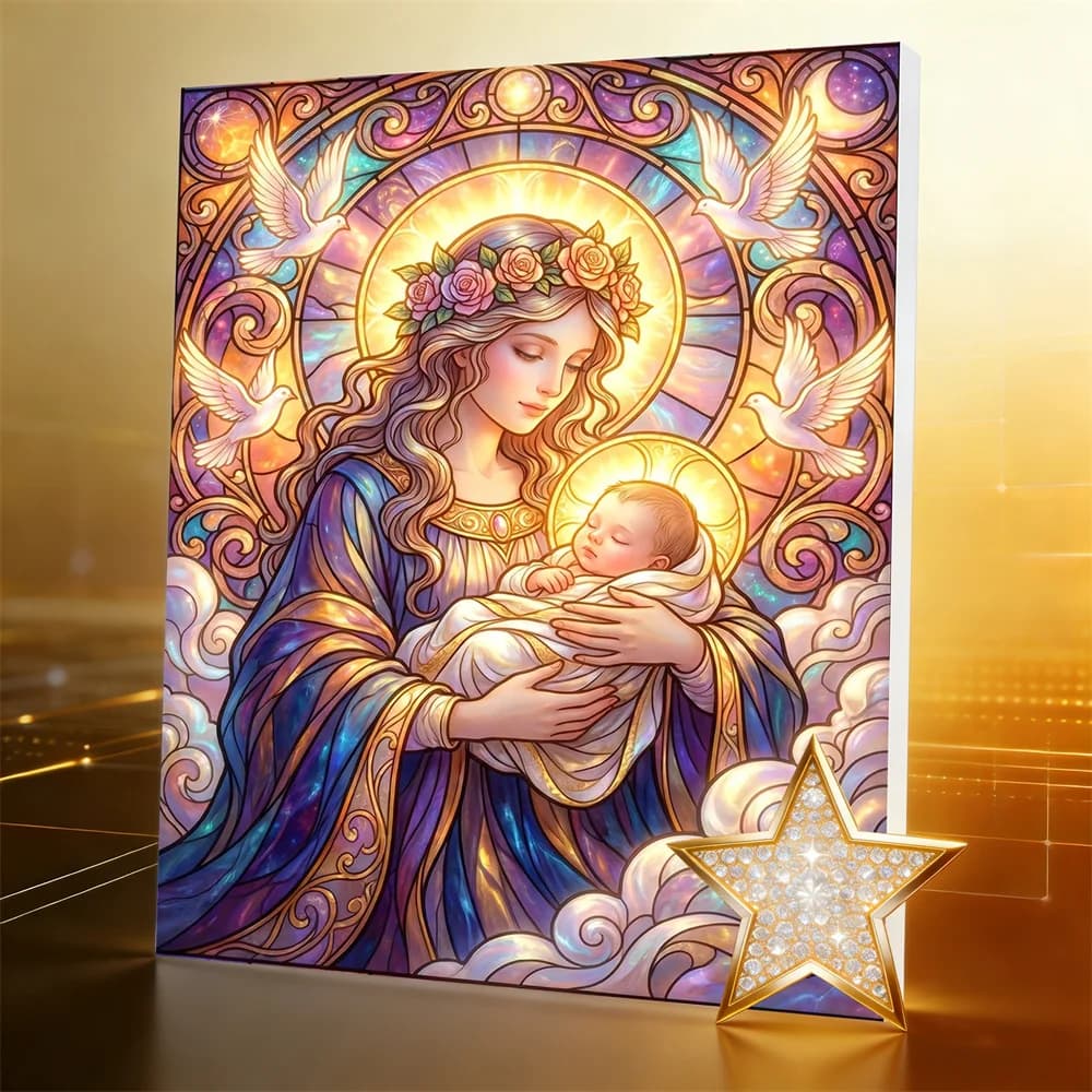 AZQSD Kit Pittura Diamante 5D Fai da Te Ritratto della Vergine Maria Religione Punto Croce Artigianato per Adulti Decorazione per la Casa