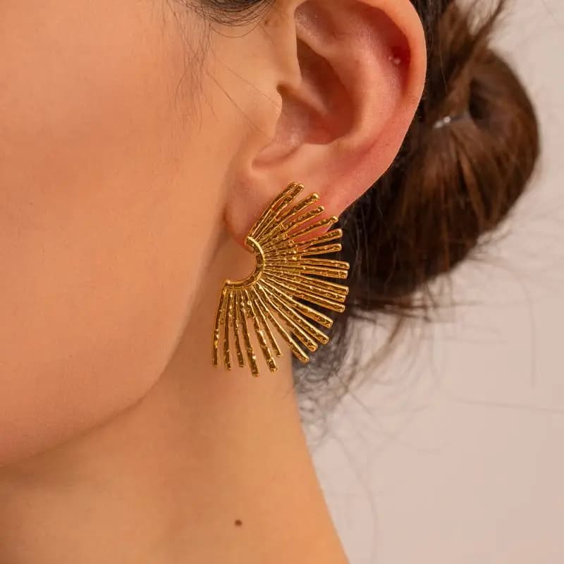 ❦Stainless Steel Hollow Wing Fan-shaped Earrings Light Luxury Chunky Pendant Earrings For Women Ear Stud Jewelry