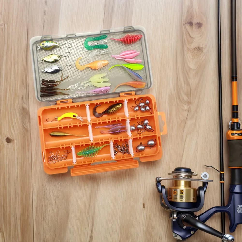 Kit of 63 Fishing baits, Soft and Dure bait set with Toolbox, Set of Bass and Luccio baits, Fishing accessories