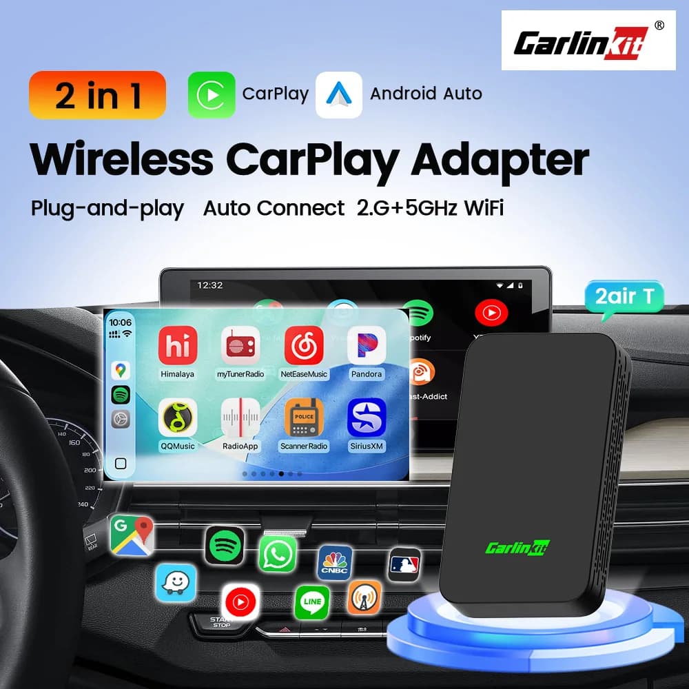 CarlinKit 5.0 C2Air Adattatore Wireless Wireless CarPlay Android Auto Plug & Play 2.4Ghz e 5.8Ghz WiFi BT Connessione Automatica Per Auto OEM